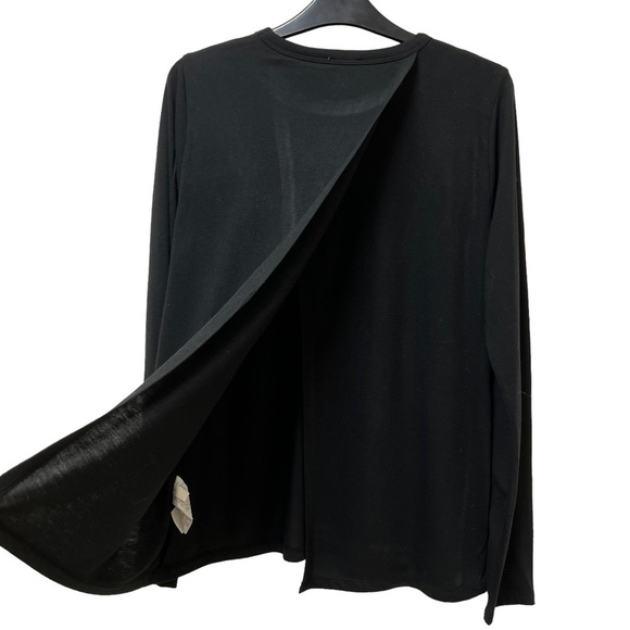 J. Crew Black Long Sleeve Split Back Top Size Medium - Picture 3 of 5